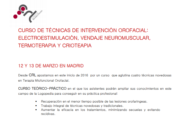 ¿TE INTERESA LAS TÉCNICAS DE INTERVENCIÓN OROFACIAL?